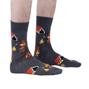 Lifestyle shot showing the socks on a person's legs, showcasing the fit and design in a natural setting.