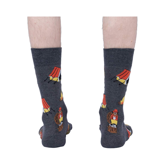 Rear view of the socks, clearly showing the design on the back of the socks.