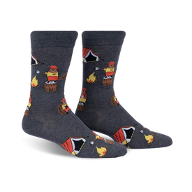 what wood you say? camping themed mens grey novelty crew socks