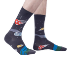 Lifestyle shot showing 'Lets Kick It' socks on a person's feet, highlighting the fit and overall look.
