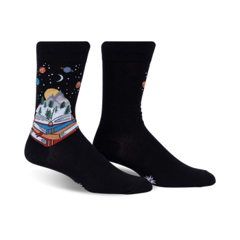 take a look it's in a book art & literature themed mens black novelty crew socks