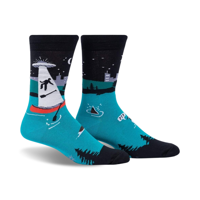 statement crew socks: join the person on a boat abducted by aliens. durable and jolly, these socks are a cosmic ride for any fashion adventurer.  