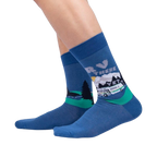 Lifestyle shot showing the 'RV There Yet?' socks on a person's feet. The socks are the main focus of the image.