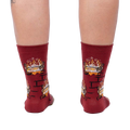 Rear view of the Yule Log socks, showcasing the full design on the back of the socks.