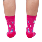 Back view of Feelin' Pine socks, highlighting the full Christmas tree pattern.