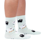 Lifestyle shot of a person wearing the 'You Can Count on Me' socks, showcasing the fit and design on a leg.