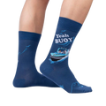 Lifestyle shot of 'Yeah Buoy!' socks on a person's feet, showing the socks' design and fit.