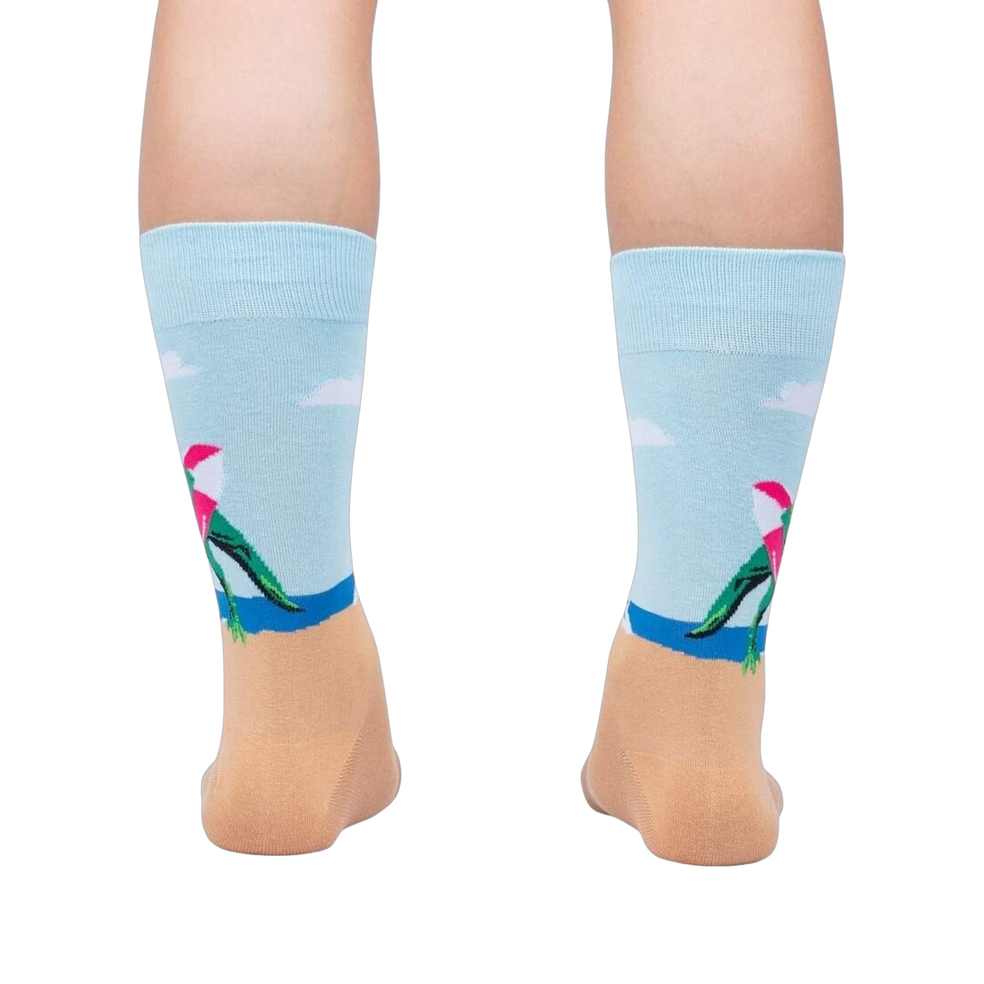 Rear view of the Dinos Gone Wild socks, highlighting the design details from the back.