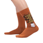 Lifestyle shot showing the socks on a person's legs, showcasing the fit and design.