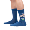 Lifestyle photo showing the socks on a person's legs, showcasing how they look when worn.