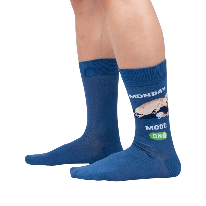 Lifestyle photo showing the socks on a person's legs, showcasing how they look when worn.