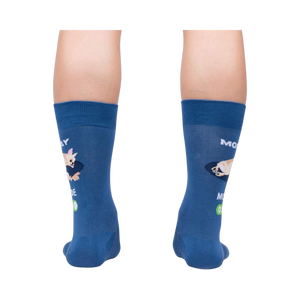 Rear view of the socks, showing the design on the back of each sock.