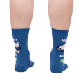 Rear view of the socks highlighting the design on the back of the socks.