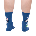 Rear view of the socks highlighting the design on the back of the socks.