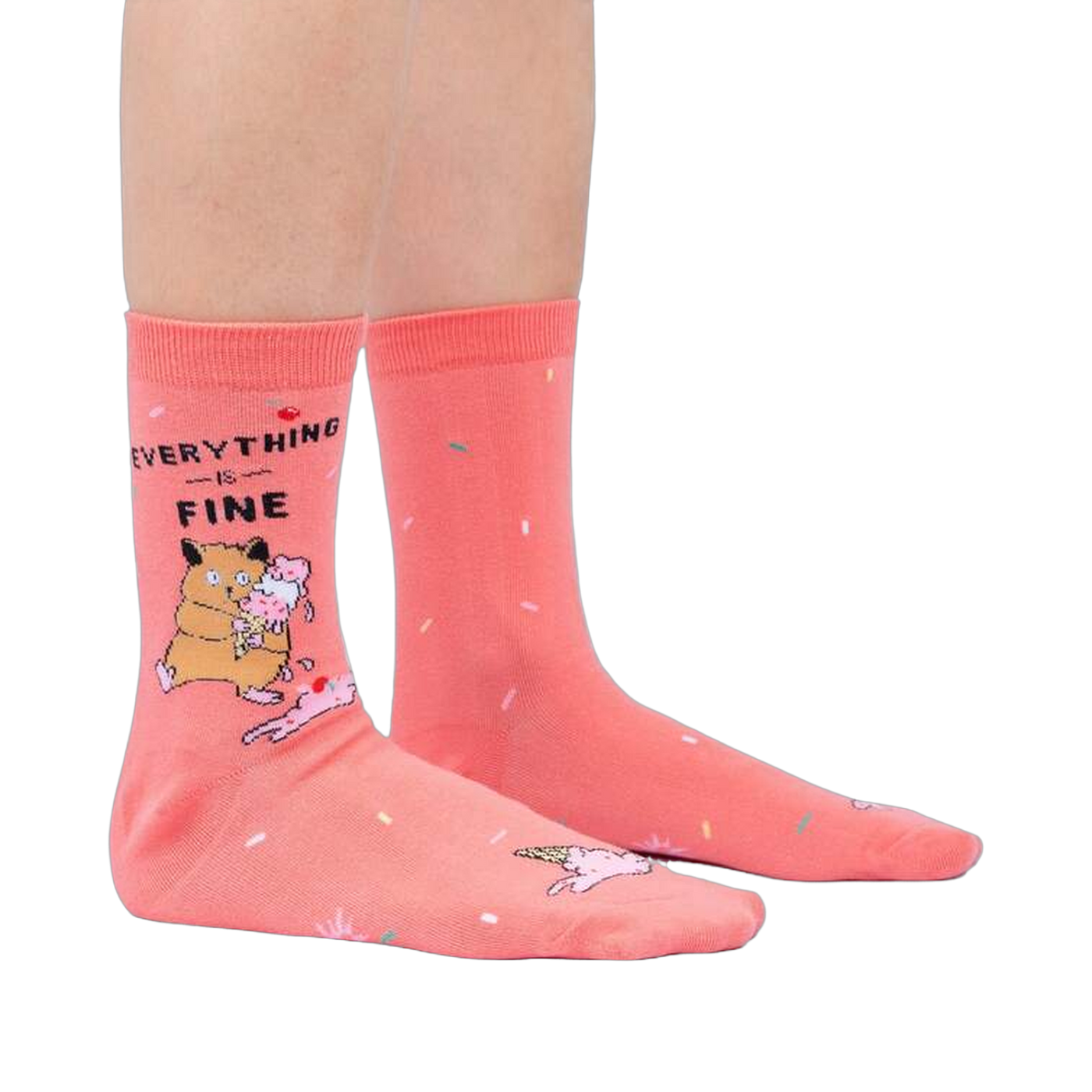 Lifestyle shot showing the socks on a person's feet, showcasing how they look when worn.