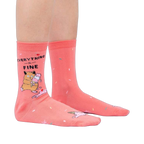 Lifestyle shot showing the socks on a person's feet, showcasing how they look when worn.