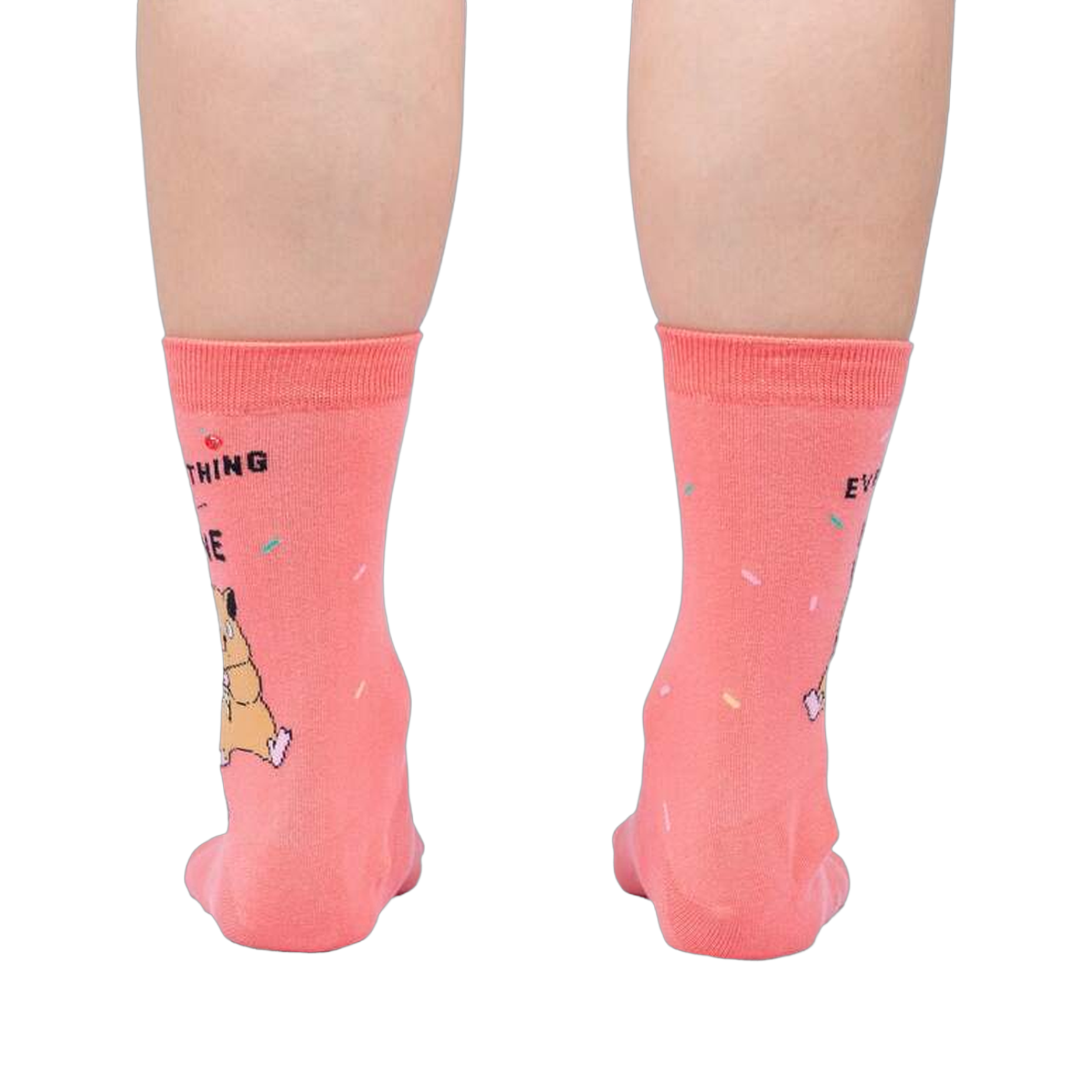 Back view of the socks showing the design on the back of the heel.