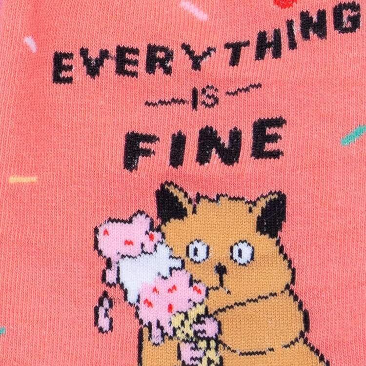 Close-up detail of the cat and ice cream graphic, highlighting the design's playful features.