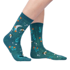 Lifestyle shot showing the socks on a person's legs, showcasing how they look when worn.