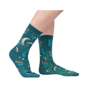 Lifestyle shot showing the socks on a person's legs, showcasing how they look when worn.