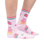 Lifestyle shot showing the socks on a person's legs, highlighting the fit and overall look.