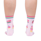 Rear view of the socks, showcasing the design details on the back of the socks.