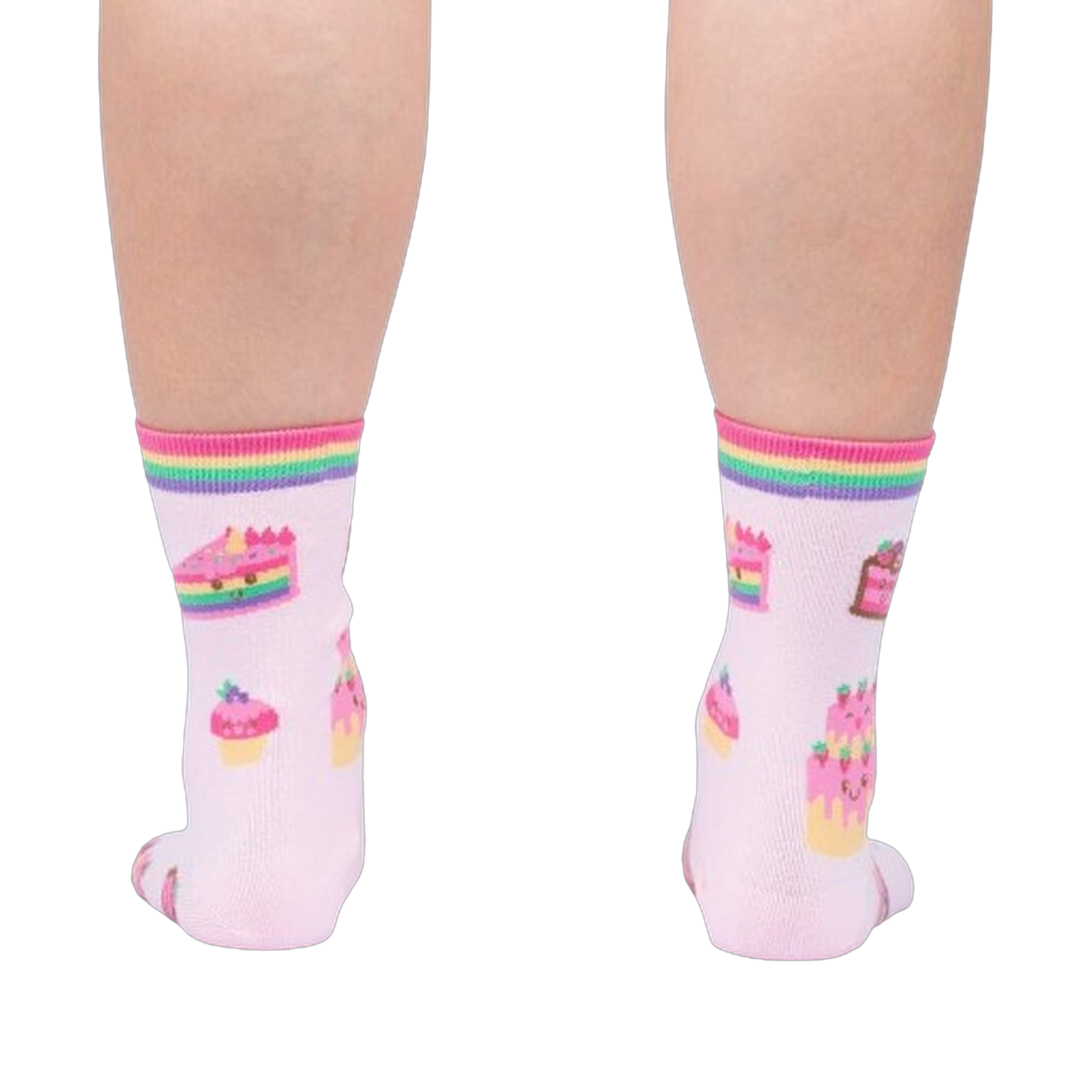 Rear view of the socks, showcasing the design details on the back of the socks.