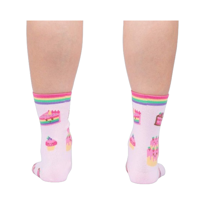 Rear view of the socks, showcasing the design details on the back of the socks.