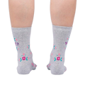 Back view of the 'WTF?' socks on a pair of legs, showcasing the design on the back of the socks.