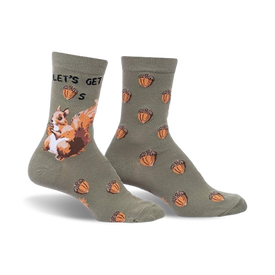 let's get nuts squirrels themed womens grey novelty crew 0