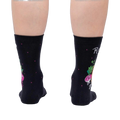 Rear view of a pair of 'Rooting For You' socks on a person's legs, highlighting the back design.