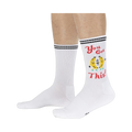 Lifestyle shot of a person wearing the 'You Got This!' socks, showcasing how they look on feet.