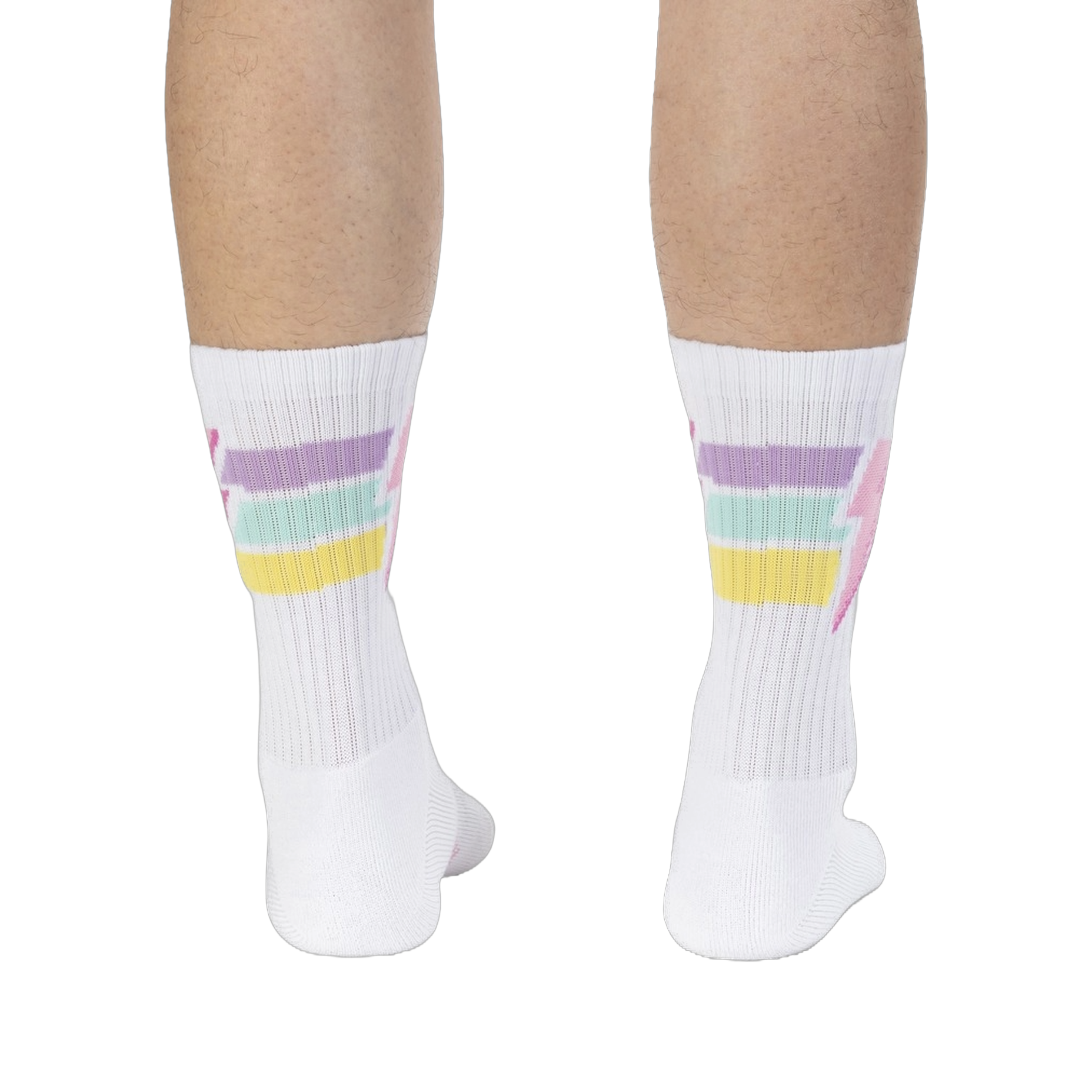 Close-up detail shot of the Thunderstruck sock's lightning bolt and stripe design.
