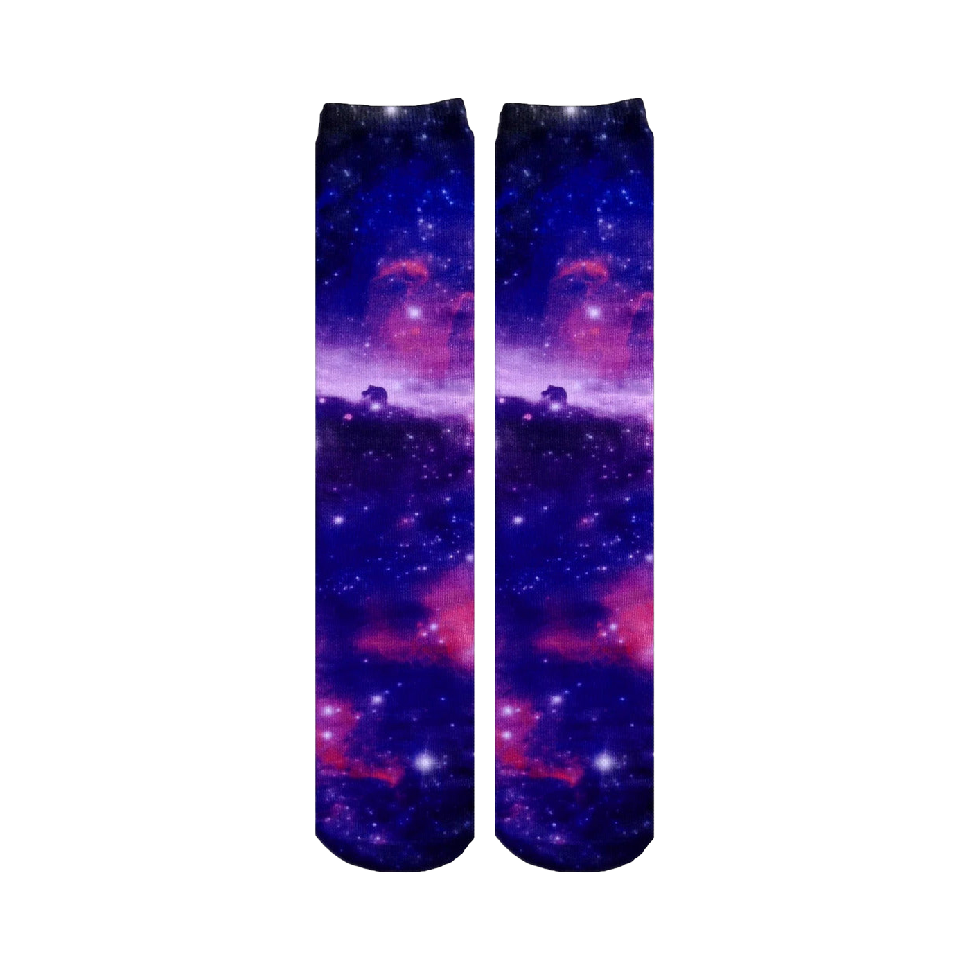 Flat lay image of the Galaxy socks, clearly displaying the full print and design details.