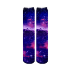 Flat lay image of the Galaxy socks, clearly displaying the full print and design details.