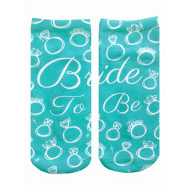 bride to be wedding themed womens blue novelty ankle socks