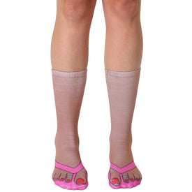 flip flops tan funny themed womens beige novelty crew socks