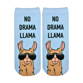 no drama llama llama themed womens blue novelty ankle socks