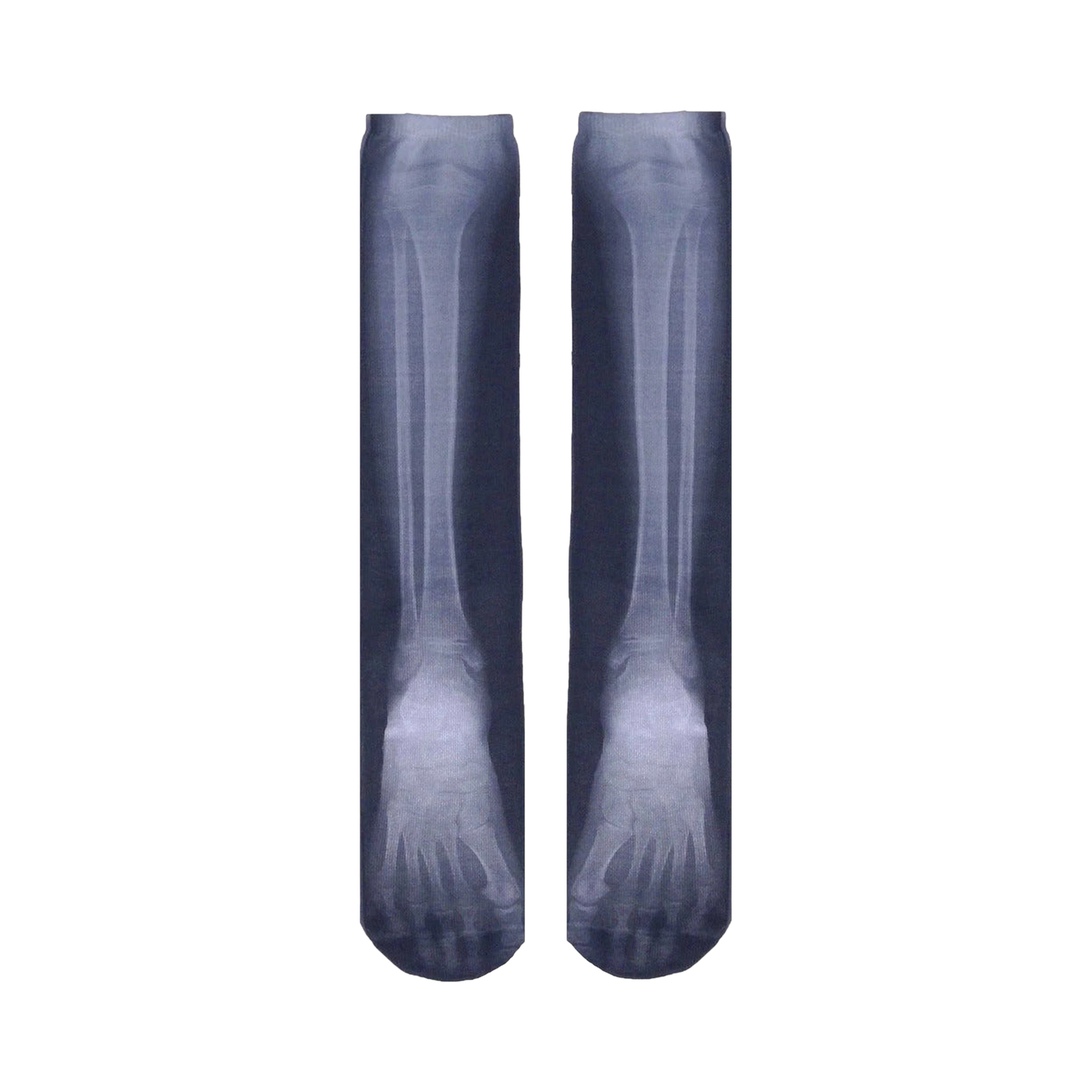 Flat lay product shot showcasing the socks laid out, showing the detail of the X-ray design.