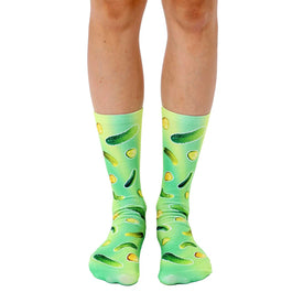 trippy pickle food & drink themed mens & womens unisex green novelty crew socks