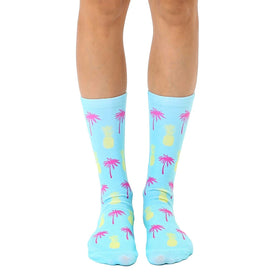 key west summer themed mens & womens unisex blue novelty crew socks