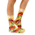 Lifestyle photo showing the socks on a person's feet, highlighting how they look when worn. [lf]