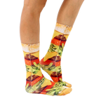 Lifestyle photo showing the socks on a person's feet, highlighting how they look when worn. [lf]