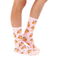 Lifestyle shot showcasing the Ice Cream Taco socks on a person's feet, showing how the socks look when worn. [lf]