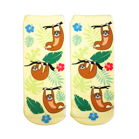 tree sloths sloth themed womens yellow novelty ankle socks