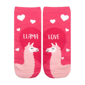 llama love llama themed womens red novelty ankle socks