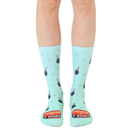champion of f bombs funny themed mens & womens unisex blue novelty crew socks