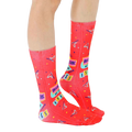 Lifestyle shot showing the 'Issues' socks on a person's feet, showcasing how they look when worn. [lf]