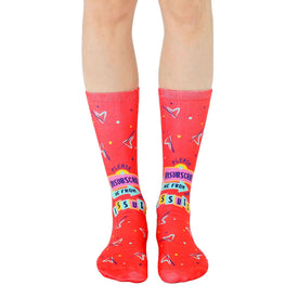 issues funny themed mens & womens unisex red novelty crew socks