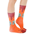 Lifestyle shot showing the 'Sorry I Farted' socks on a person's feet, highlighting their fit and style. [lf]